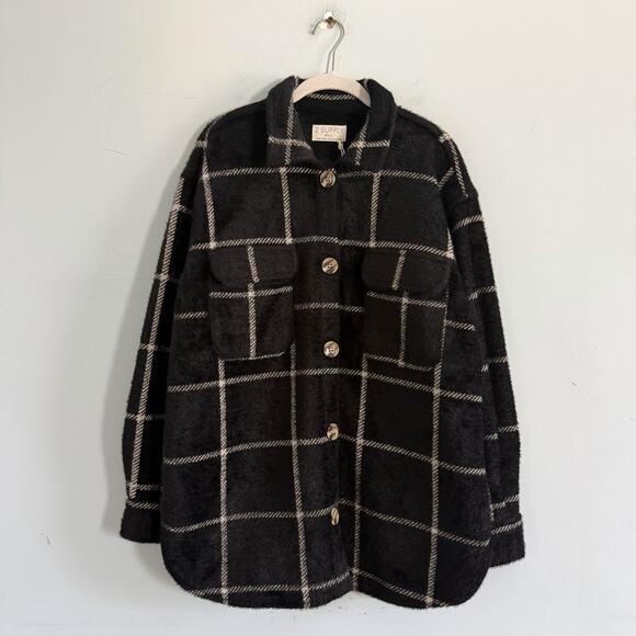 NWT Z Supply Evereve Tucker Plaid Black Oversized Shirt Jacket - Picture 4 of 8